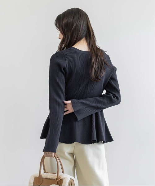 RANDA（ランダ） カーディガン 「SUSTAINABLE」ビジューボタンペプラム