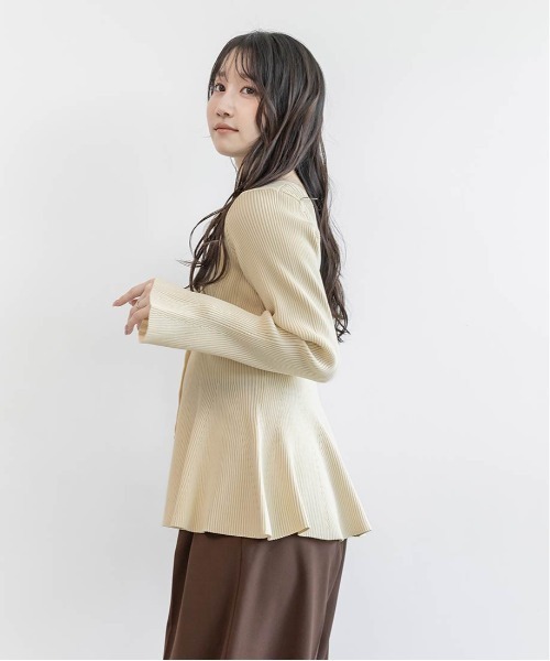 RANDA（ランダ） カーディガン 「SUSTAINABLE」ビジューボタンペプラム