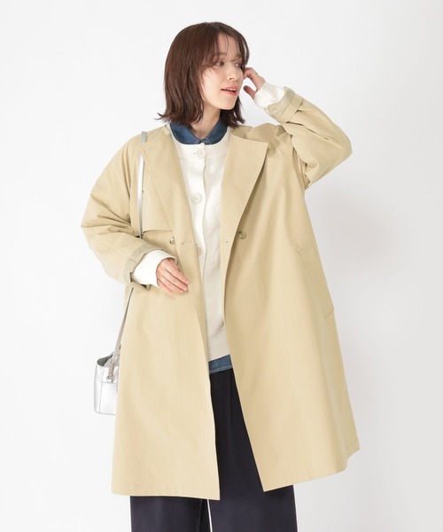 「studio CLIP」 トレンチコート LARGE ネイビー レディース_画像3