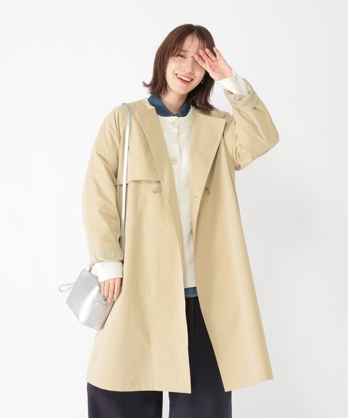 「studio CLIP」 トレンチコート LARGE ネイビー レディース_画像4