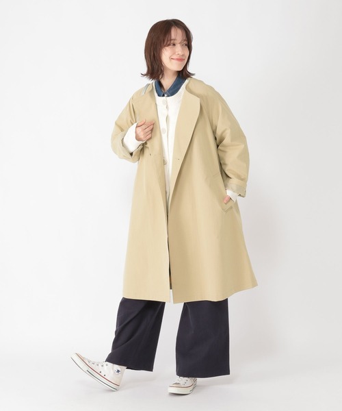 「studio CLIP」 トレンチコート LARGE ネイビー レディース_画像5