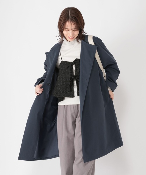 「studio CLIP」 トレンチコート LARGE ネイビー レディース_画像6