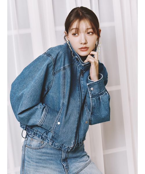 LOUNIE新品⭐️洗える❗️フォルムジップブルゾンオーガンジーバルーンジャケット LILY BROWN（リリーブラウン） ブルゾン アウター バルーンジップ