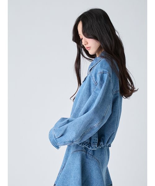 LOUNIE新品⭐️洗える❗️フォルムジップブルゾンオーガンジーバルーンジャケット LILY BROWN（リリーブラウン） ブルゾン アウター バルーンジップ