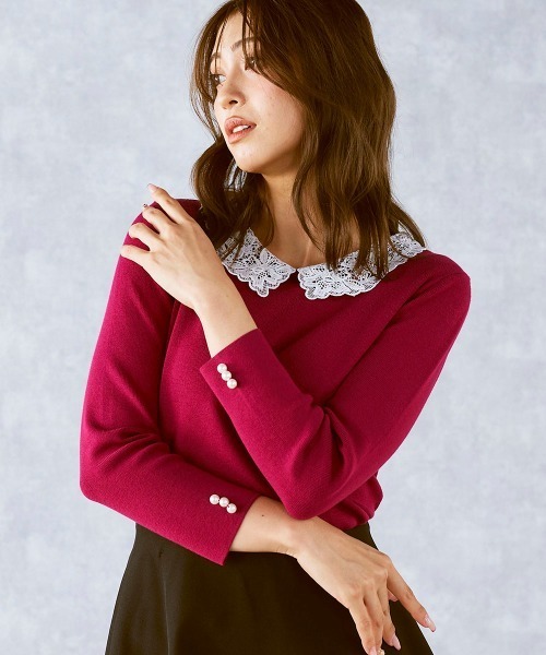 「QUEENS COURT」 長袖ニット M グレー レディース_画像3