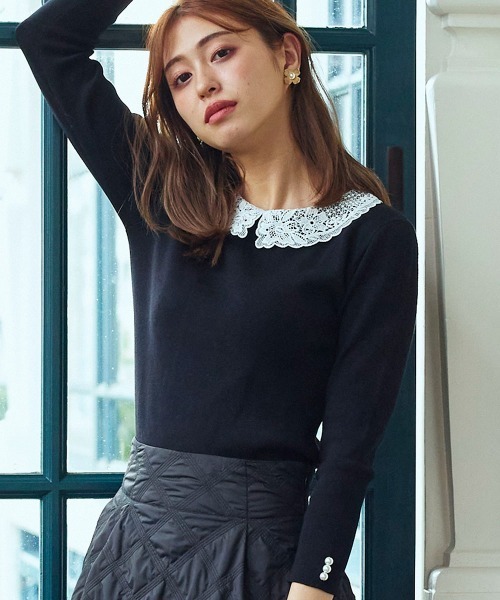 「QUEENS COURT」 長袖ニット M グレー レディース_画像6