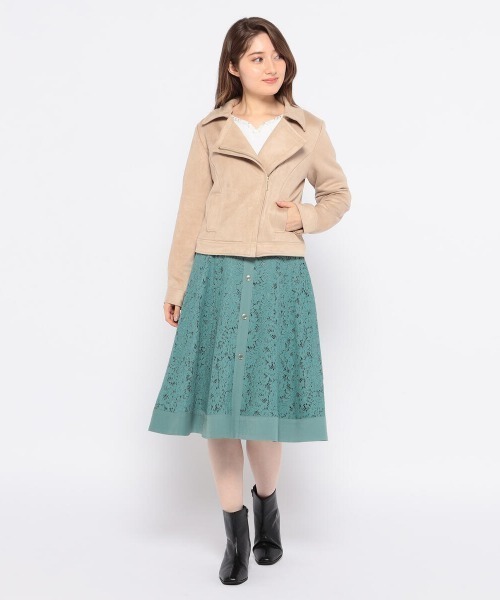 「MISCH MASCH」 ライダースジャケット MEDIUM ライトグレー レディース_画像2