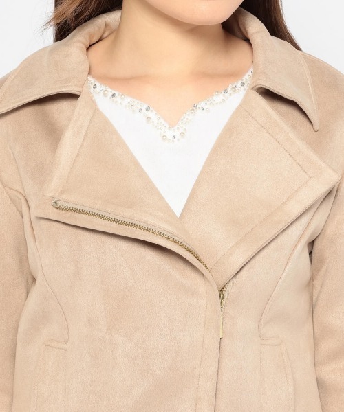 「MISCH MASCH」 ライダースジャケット MEDIUM ライトグレー レディース_画像6