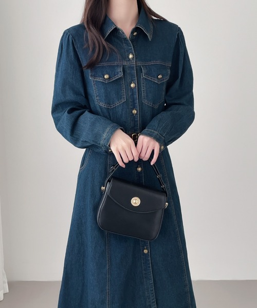 「emi+」 長袖ワンピース L ネイビー レディース_画像7