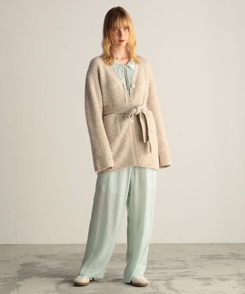 「BACCA」 ニットカーディガン S グレー レディース_画像4