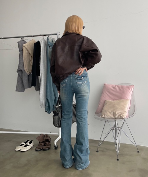「SHAGGIE」 ブーツカットデニムパンツ SMALL ブラック レディース_画像8