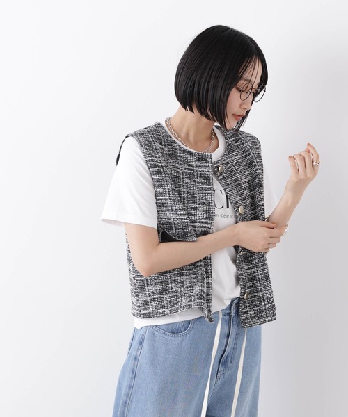 NANO universe（ナノ・ユニバース） ベスト ジレ カットツイード金