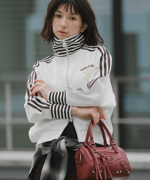 adidas バックビッグロゴ トラックジャケット ジャージ 3連ロゴ 女性S adidas（アディダス） ジャージ ビンテージ BB TT ストライプ リブ