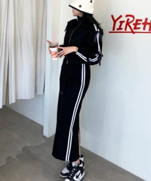 【極美品✨】【M】Black&White ジャージセットアップ レディース セットアップ リボン ライン ジャージ レディース : ZOZOTOWN Yahoo!店