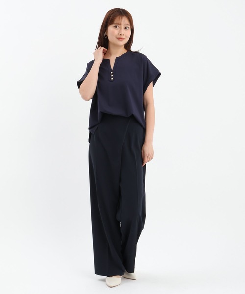 スラックス パンツ ラップ風ボタンパンツ653032 レディース_10