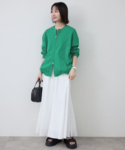 美品 スローブイエナ Jersey Collegeカーディガン カーキ SLOBE IENA - 美品 スローブイエナ Jersey Collegeカーディガン カーキ