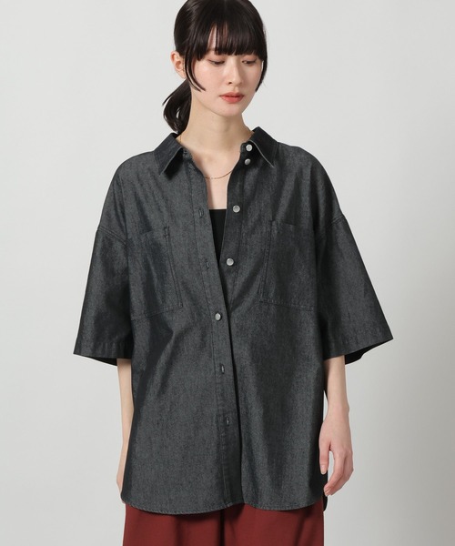LAKOLE（ラコレ） ブラウス シャツ 半袖 冷感デニムシャツハーフ
