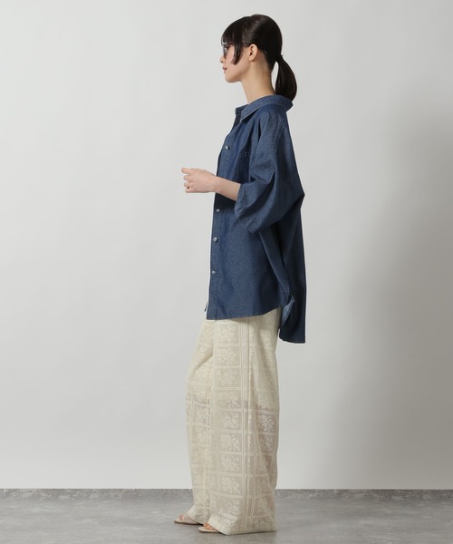 LAKOLE（ラコレ） ブラウス シャツ 半袖 冷感デニムシャツハーフ