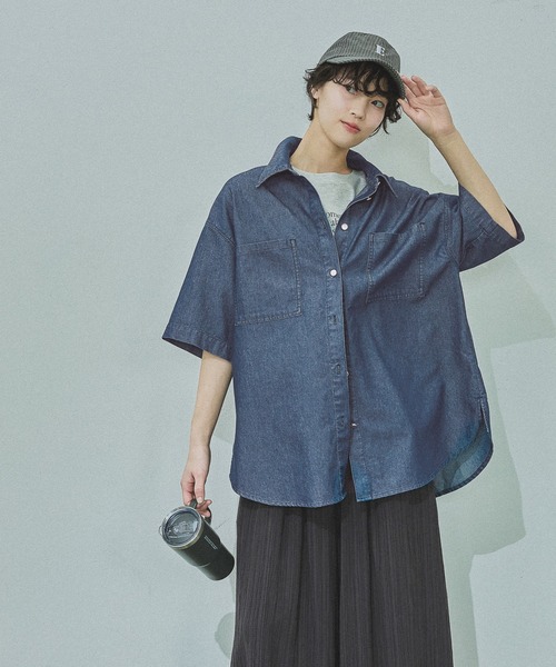 LAKOLE（ラコレ） ブラウス シャツ 半袖 冷感デニムシャツハーフ