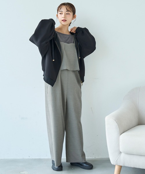 「mil」 ジップアップパーカー ONESIZE アイボリー レディース_画像3