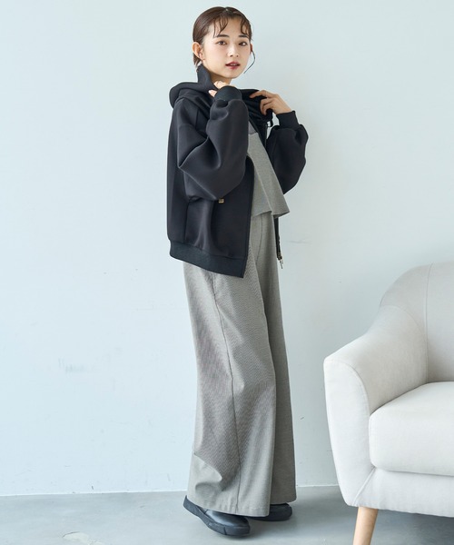 「mil」 ジップアップパーカー ONESIZE アイボリー レディース_画像4