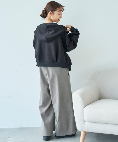 「mil」 ジップアップパーカー ONESIZE アイボリー レディース_画像5