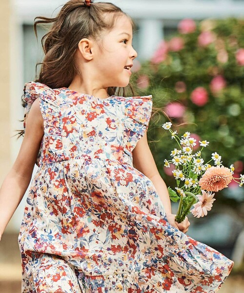 フリルワンピース 子供服 べべ ワンピース 花柄 bebe 花柄 ワンピの通販