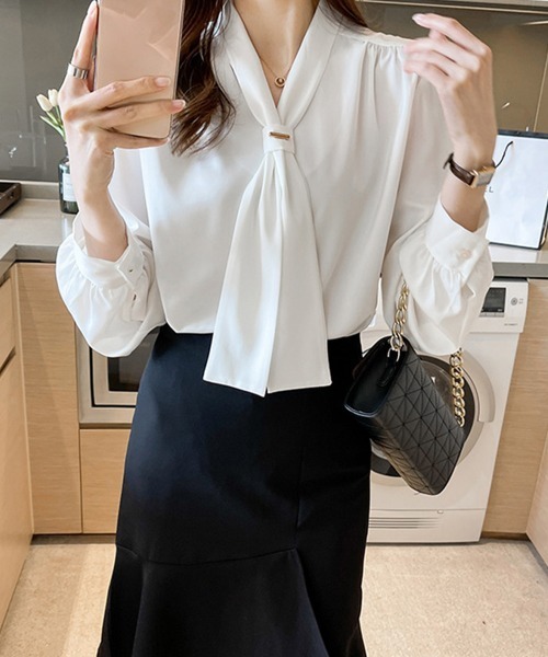 「Miniministore」 長袖ブラウス M ライトベージュ レディース_画像4