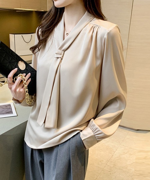 「Miniministore」 長袖ブラウス M ライトベージュ レディース_画像7