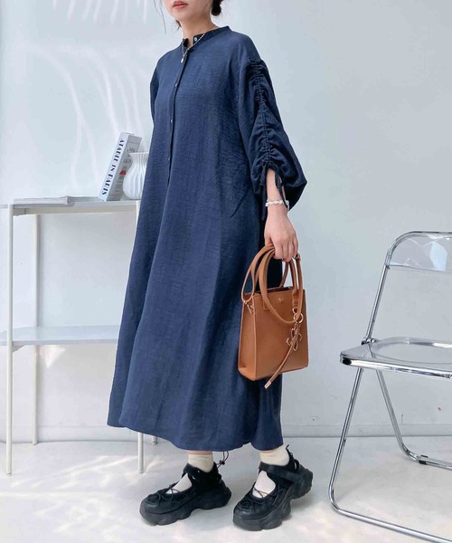 as know as dewan アズノゥアズデワン シャツとワンピース AS KNOW AS（アズノゥアズ） シャツワンピース ◯袖ドロストゆったり