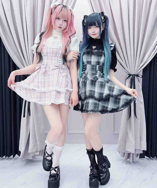 MA*RS（マーズ） ワンピース ダブルりぼんチェックコルセット風キャミ