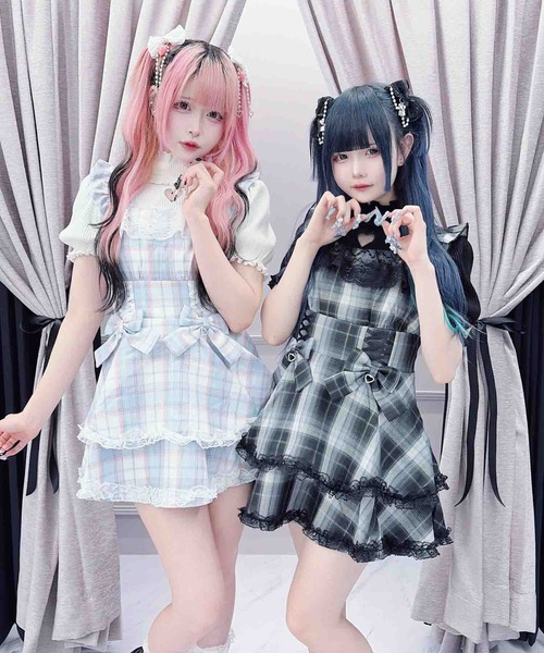 MA*RS（マーズ） ワンピース ダブルりぼんチェックコルセット風キャミ