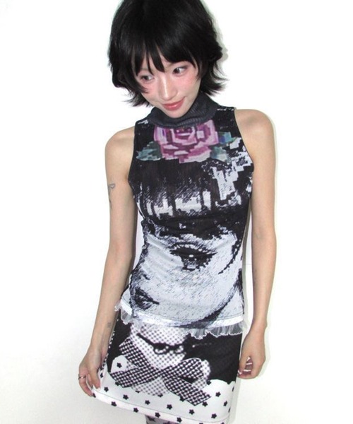 フィジカルドロップ 黒猫プリント フリル付きスカート AsheKsha スカート 水玉・星・猫のプリントスカート : ZOZOTOWN Yahoo