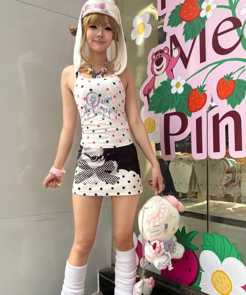 AsheKsha スカート 水玉・星・猫のプリントスカート : ZOZOTOWN Yahoo
