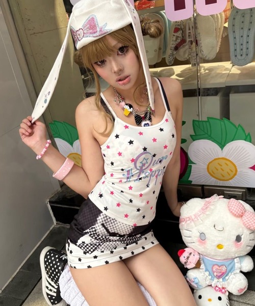 AsheKsha スカート 水玉・星・猫のプリントスカート : ZOZOTOWN Yahoo