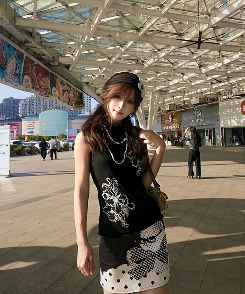 AsheKsha スカート 水玉・星・猫のプリントスカート : ZOZOTOWN Yahoo