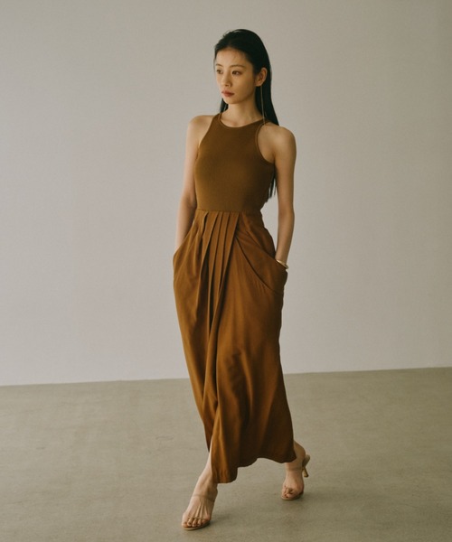 「anuans」 ドッキングワンピース MEDIUM キャメル レディース_2