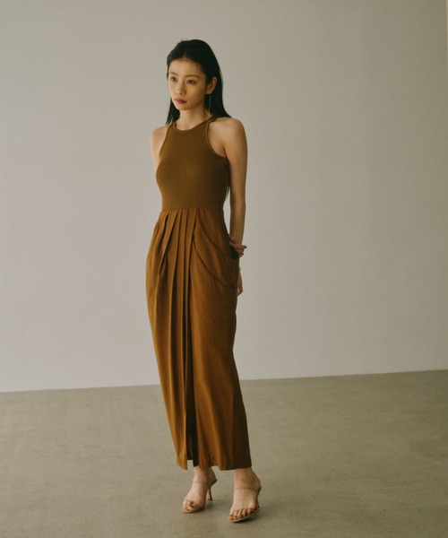 「anuans」 ドッキングワンピース MEDIUM キャメル レディース_4