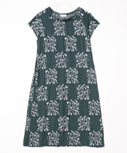 サリースコット　Sally Scott しずくドロップ柄　ガーゼワンピース　M Sally Scott（サリースコット） 半袖ワンピース M グリーン レディース