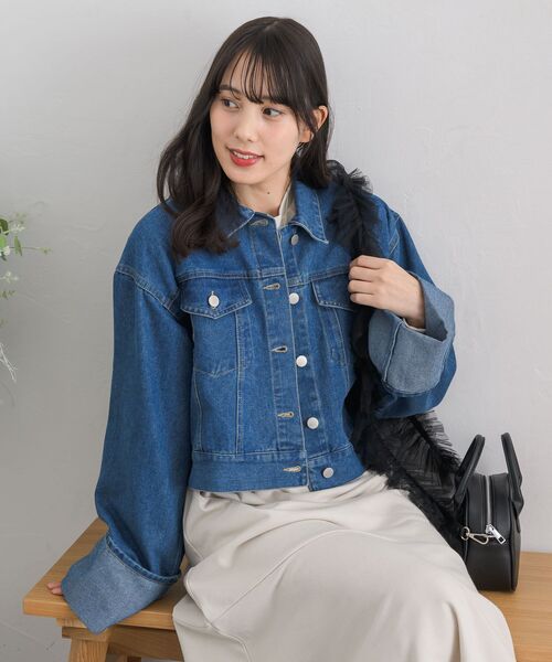「RETRO GIRL」 デニムジャケット FREE ブラック レディース_画像3