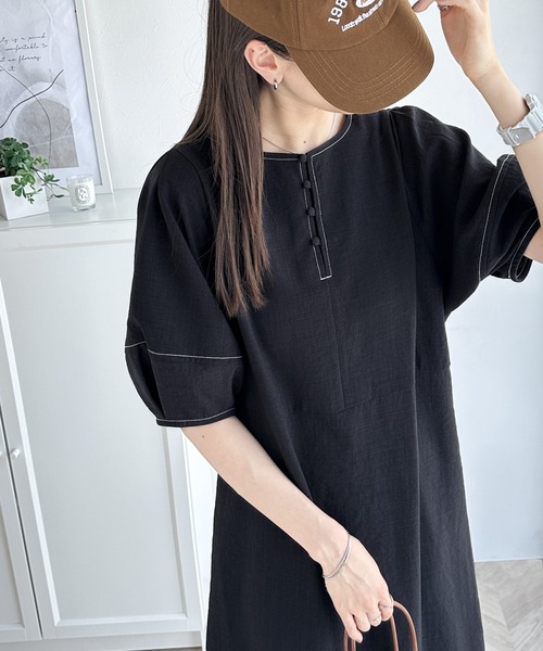 「classicalelf」 半袖ワンピース LARGE ネイビー レディース_画像5