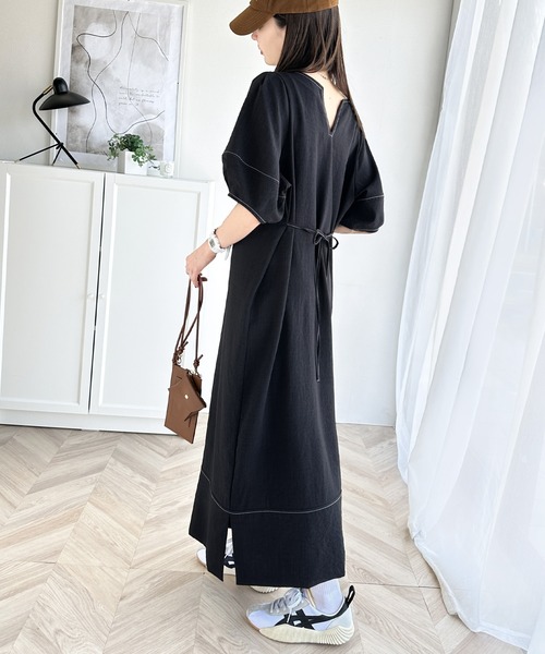 「classicalelf」 半袖ワンピース LARGE ネイビー レディース_画像6