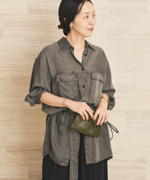plage ブラウスジャケット plage（プラージュ） ブラウス シャツ Over dye safari シャツ