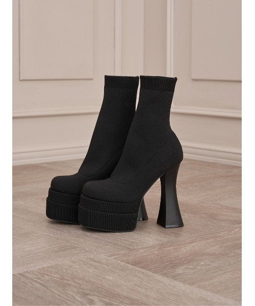 darich ダーリッチ 美シルエットストレッチショートブーツ ブラック L Darich（ダーリッチ） ブーツ 美シルエットストレッチショートブーツ