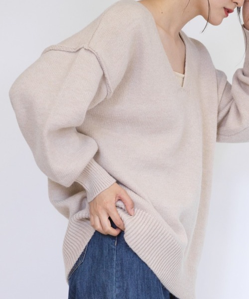RANAN（ラナン） ニット セーター ディープVネックオーバーサイズ