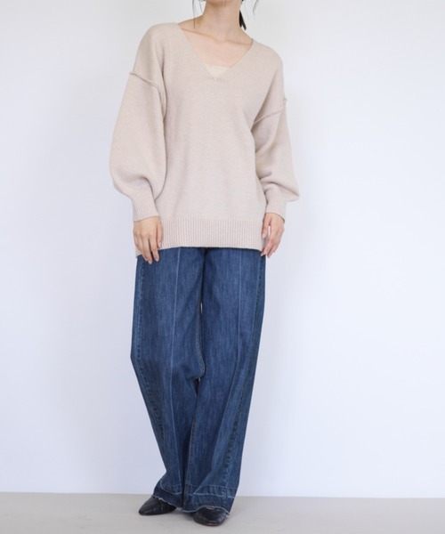 RANAN（ラナン） ニット セーター ディープVネックオーバーサイズ
