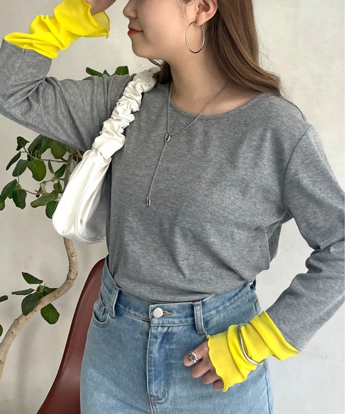 prose verse（プロズヴェール） tシャツ 袖シアー切替トップス