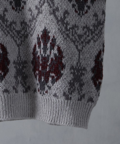 カーディガン 総柄モヘアライクニットVネックカーディガン メンズ