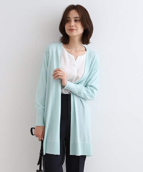 カーディガン 「ベーシック／シンプル／羽織り」着流しロングニット  