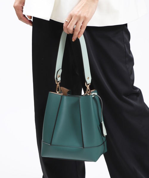 ほぼ未使用】GIANNI NOTARO スウェードワンハンドルバック 緑 ほぼ未